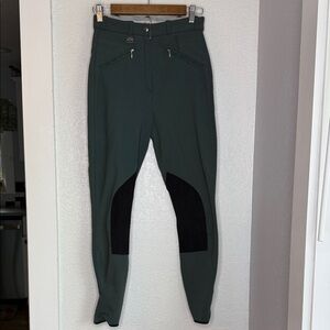 Georg Schumacher Equestrian Riding Breeches 26P Hunter Green Knee Patch English